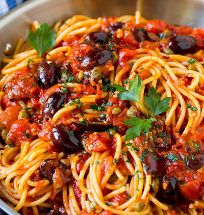 pasta with olives and tomatoes